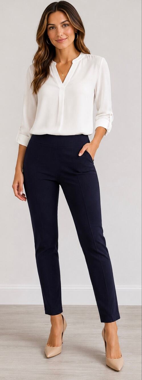 NWT Joan Vass New York Navy Pull-On Slim Stretch Pants XL